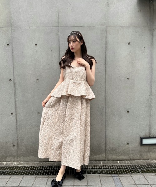 ROSY LUCE（ロージールーチェ） ワンピース ペプラムジャガードドレス