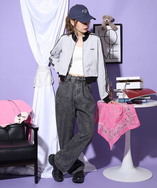 NERDY ジャージ ニューヨーククロップドスウェットジップアップ