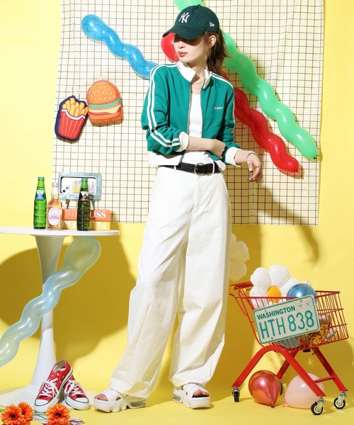 NERDY ジャージ ニューヨーククロップドスウェットジップアップ