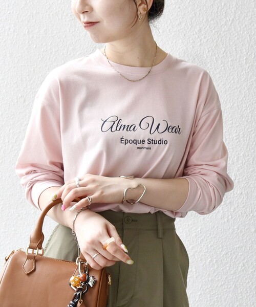 tシャツ 「SHIPS any別注」MONMIMI:「洗濯機可能」ロゴ プリント ロンTEE 25AW レディース