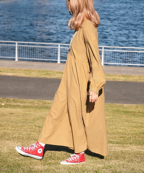 kutir 「kutir」 シャツワンピース MEDIUM カーキ レディース