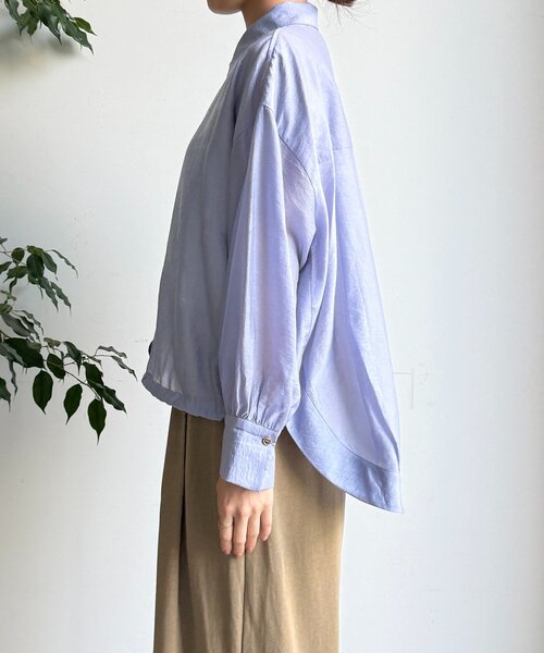 DouDou ブラウス シャツ 襟付シアースピンドルブラウス
