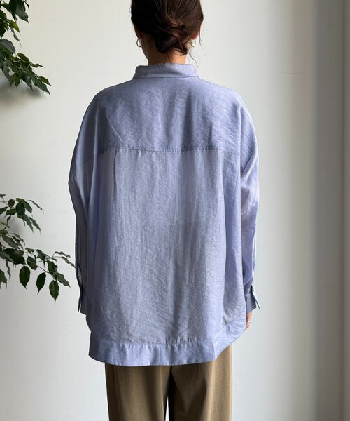 DouDou ブラウス シャツ 襟付シアースピンドルブラウス