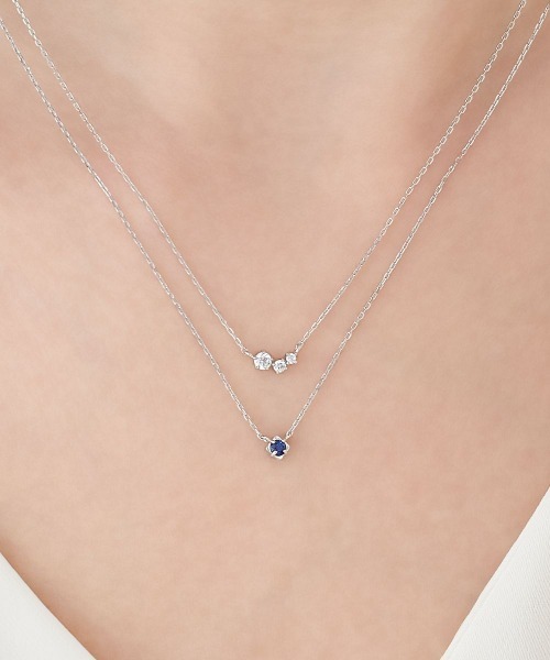 4℃ ネックレス 「9月誕生石」 シルバー サファイア 2本セット