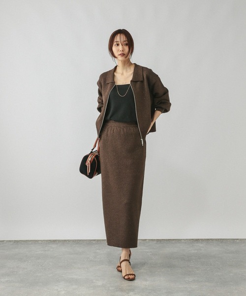 GLOBAL WORK ワンピース ニットZIPカーデ＊スカートセット