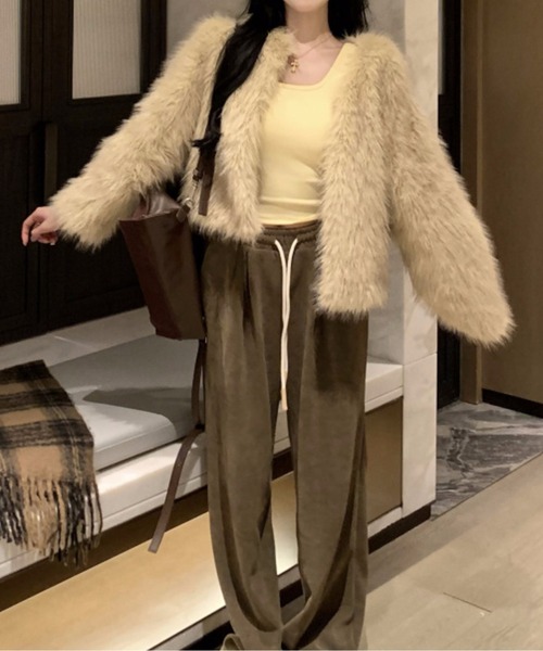 エコファーショートコート コート アウター エコファーショートコート レディース : ZOZOTOWN