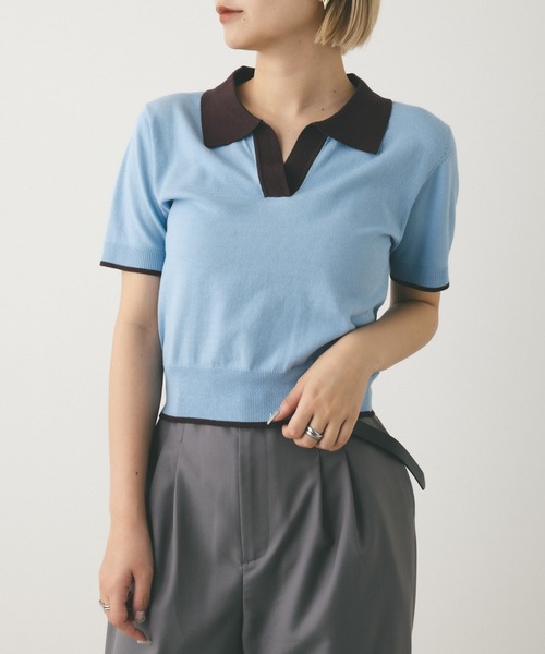 「MIEL CRISHUNANT」 半袖ニット FREE ブラック レディース_画像7