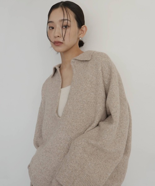 hellam（ヘラム） ニット セーター キーネックポロニット レディース