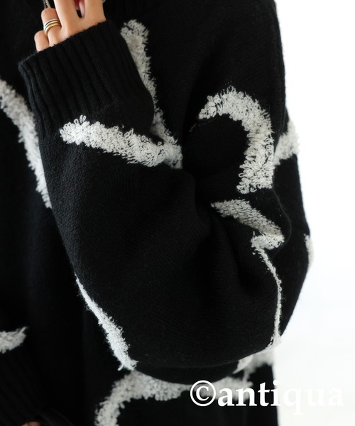 「antiqua」 長袖ニット ONESIZE ブラック レディース_画像7