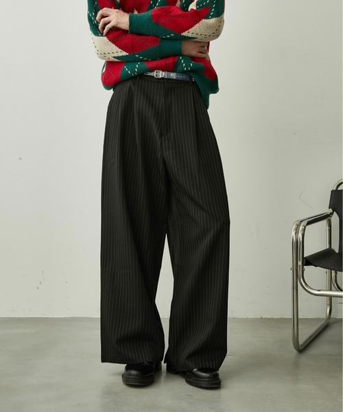 BLANK HOTEL スラックス Double Pleated Pinstripe Slacks / ダブル
