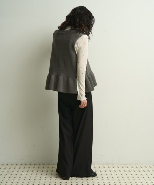 ベスト ジレ Washable peplum knit vest / ウォッシャブルペプラム