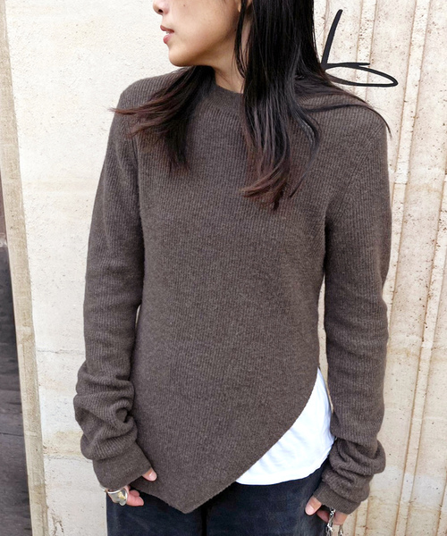 「AP STUDIO」 長袖ニット FREE ネイビー レディース_画像4