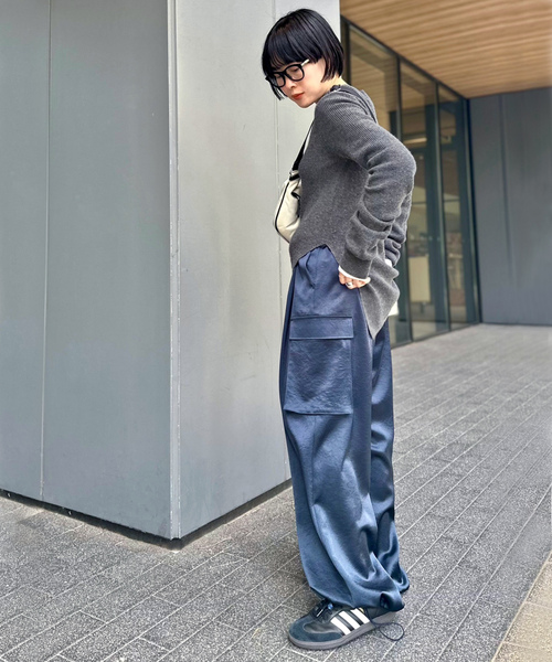 「AP STUDIO」 長袖ニット FREE ネイビー レディース_画像9