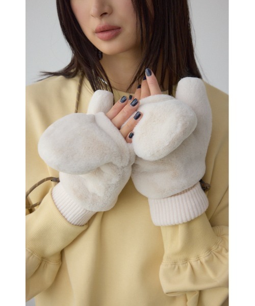 ティディベア　ファー ミトン グレー ストラップ付き ティディベア ファー ミトン グレー ストラップ付き テディショップ
