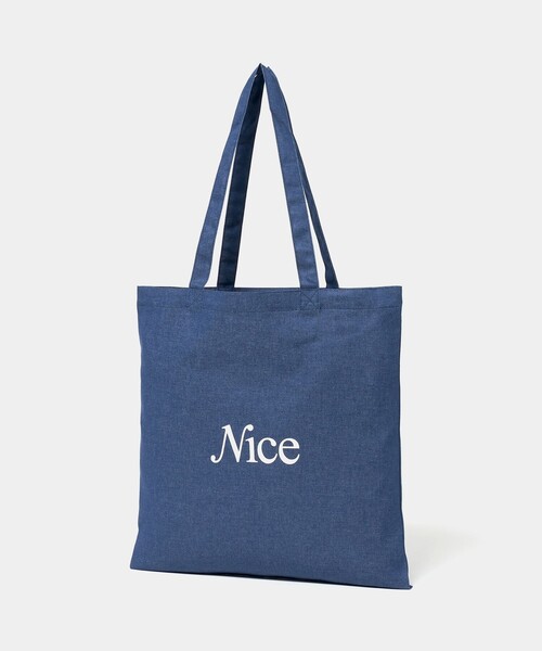 kashwére ネイビー ロゴトートバッグ NICE WEATHER トートバッグ 「NICE WEATHER」デニム シグネチャーロゴ