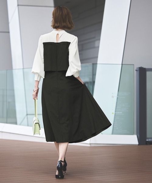 「RUIRUE BOUTIQUE」 7分袖ワンピース L グレー レディース_画像3