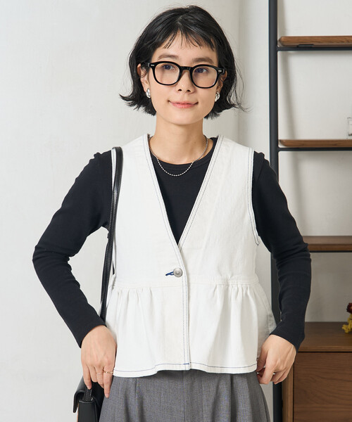 【極美品】ハリスツイード × フリークスストア 別注 ベスト ジレ Lサイズ FREAK'S STORE（フリークスストア） ベスト ジレ レディース