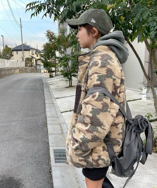 ブルゾン アウター ダブルジップファイバーダウンキルティングボア