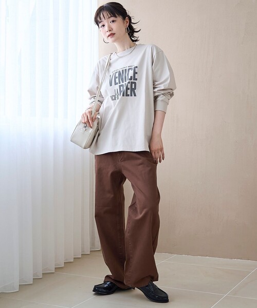 FCRB 22AW 美品 ロゴプリント クルーネック ロンT coen（コーエン） tシャツ アソートロゴ プリントロンT レディース
