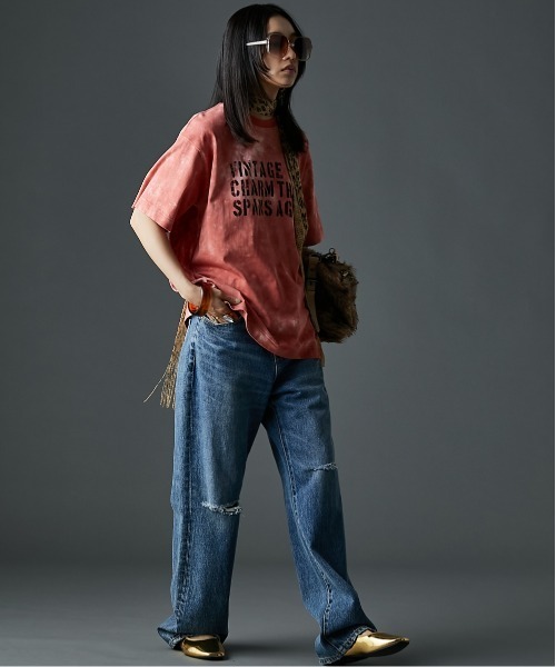 「GEVS.」 半袖Tシャツ 4L パープル レディース_画像2