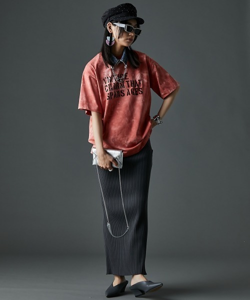 「GEVS.」 半袖Tシャツ 4L パープル レディース_画像3