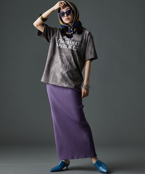 「GEVS.」 半袖Tシャツ 4L パープル レディース_画像6