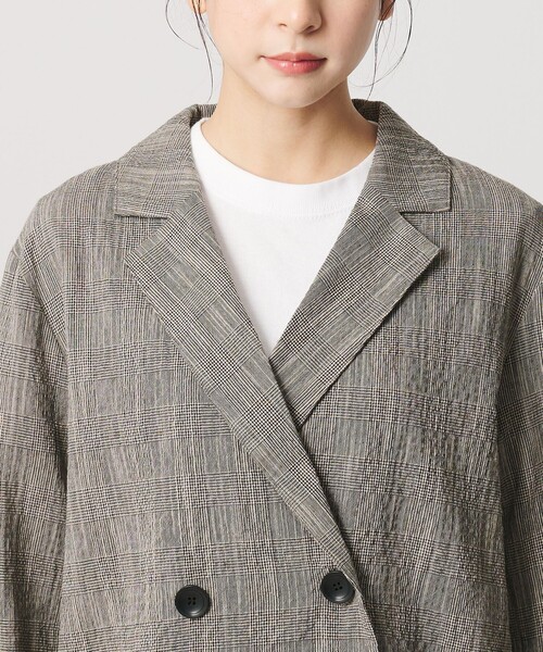 美品】 UNITED ARROWS ロングダブルジャケット 34 グレンチェック BEAUTY＆YOUTH UNITED ARROWS ジャケット テーラードジャケット 「WEB