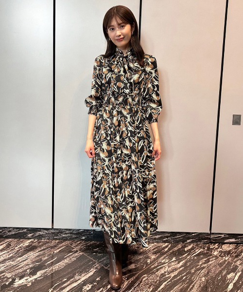 「AND COUTURE」 長袖ワンピース MEDIUM オレンジ レディースの画像
