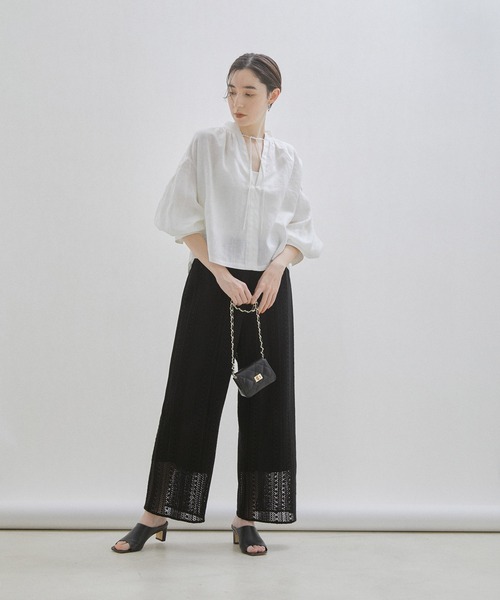 「SALON adam et rope'」 長袖ブラウス FREE ダークブラウン レディース_画像6