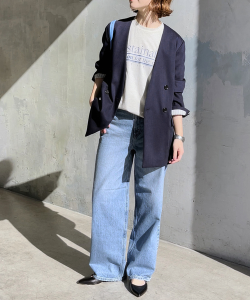 Spick & Span」 ノーカラージャケット 38 ネイビー レディース 