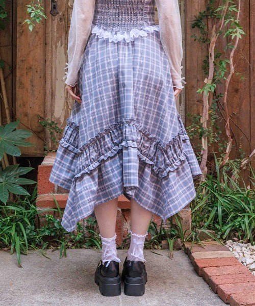 axes femme（アクシーズ ファム） スカート チェックギャザーイレヘム