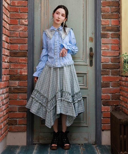 axes femme（アクシーズ ファム） スカート チェックギャザーイレヘム