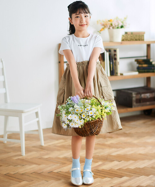 BeBe - 衣装 タフタ×天竺ギャザーうつり変わり半袖衣装 キッズ お子さん服 うしろ帯