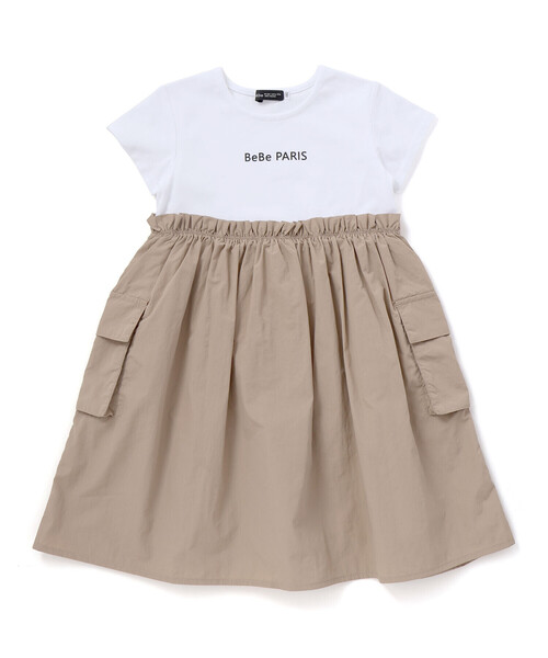 BeBe - 衣装 タフタ×天竺ギャザーうつり変わり半袖衣装 キッズ お子さん服 うしろ帯