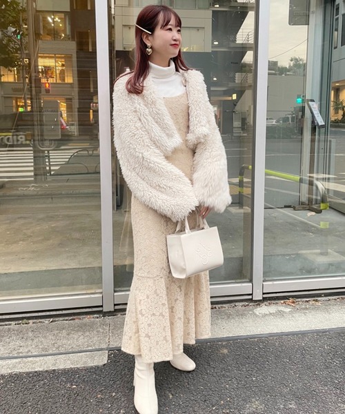 「one after another NICE CLAUP」 キャミソールワンピース FREE アイボリー レディース_画像4