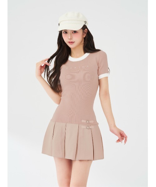 Darich（ダーリッチ） ワンピース ベルトデザインロゴプリーツニット
