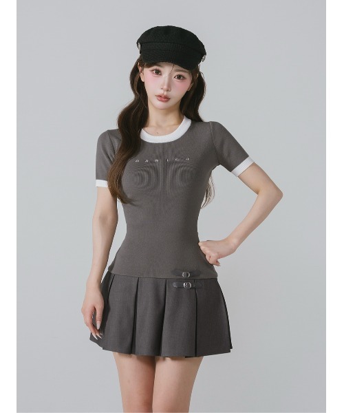 Darich ダーリッチ ベルトデザインロゴプリーツニットミニワンピース Darich（ダーリッチ） ワンピース ベルトデザインロゴプリーツニット