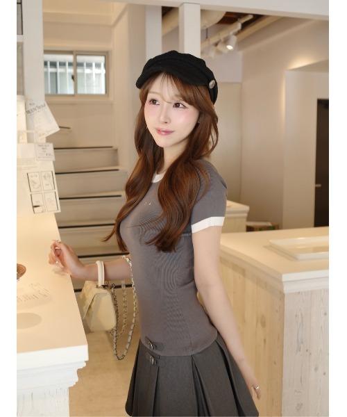 ダーリッチ Darich ベルトデザインロゴプリーツニットミニワンピース ベルトデザインロゴプリーツニットミニワンピース – Darich