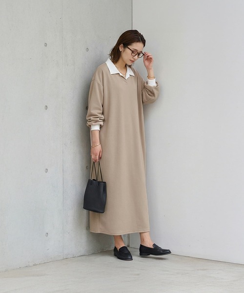 STYLE DELI（スタイルデリ） ワンピース 襟付きシボ入りカットソー