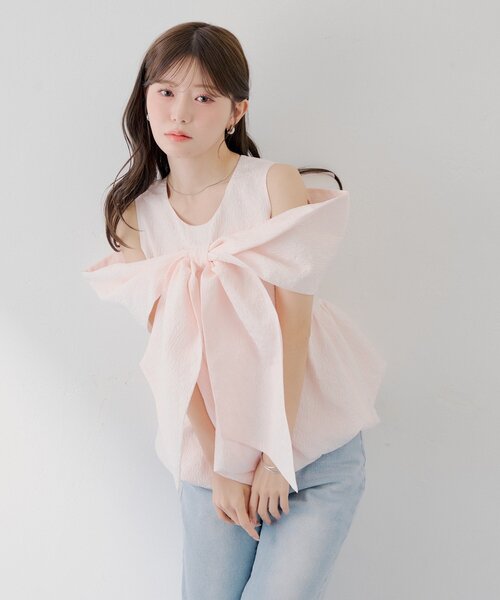 ブラウス シャツ 「SALON by Chico」BIGリボンバルーンブラウス レディースの画像