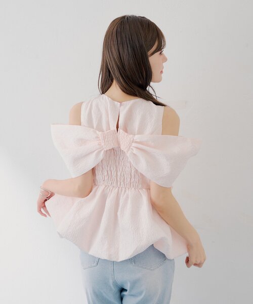 ブラウス シャツ 「SALON by Chico」BIGリボンバルーンブラウス レディースの画像