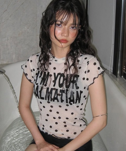 tシャツ 半袖 Y2K ドットシアーロゴTシャツ レディース : ZOZOTOWN 
