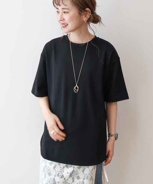撥水素材の半袖きれいめプルオーバー（接触冷感） AMERICAN HOLIC（アメリカンホリック） tシャツ 半袖 「接触冷感