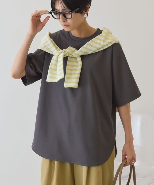 撥水素材の半袖きれいめプルオーバー（接触冷感） AMERICAN HOLIC（アメリカンホリック） tシャツ 半袖 「接触冷感