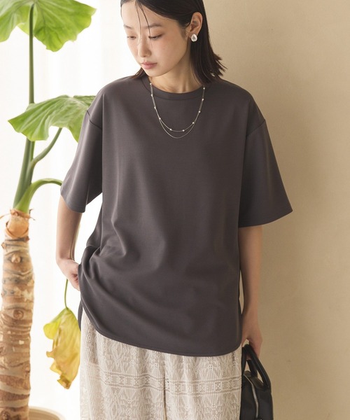 撥水素材の半袖きれいめプルオーバー（接触冷感） AMERICAN HOLIC（アメリカンホリック） tシャツ 半袖 「接触冷感