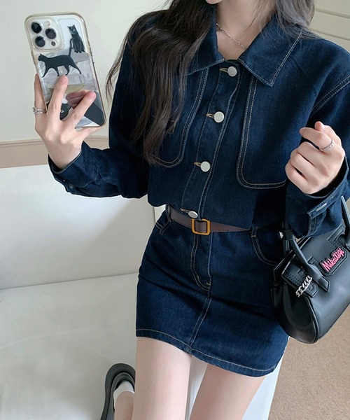 「DAY CLOSET」 長袖ワンピース L ライトブルー レディース_画像2
