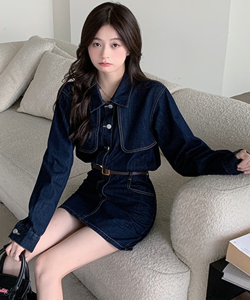 「DAY CLOSET」 長袖ワンピース L ライトブルー レディース_画像6