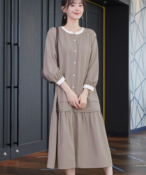 「Tiaclasse」 長袖ワンピース XX-LARGE ブルー レディース_画像4