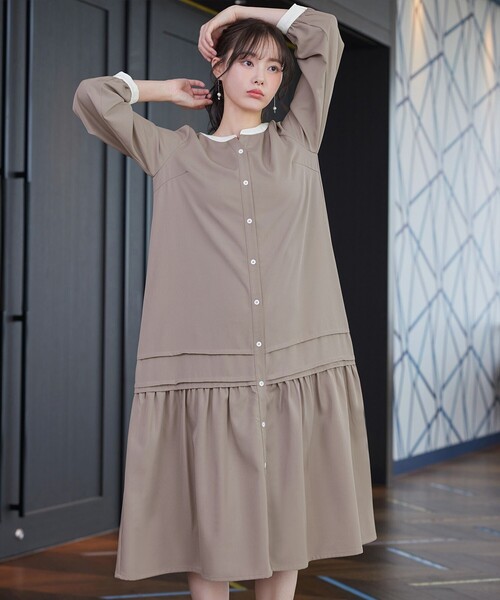 「Tiaclasse」 長袖ワンピース XX-LARGE ブルー レディース_画像7