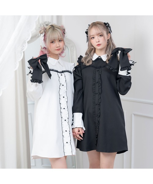 「DearMyLove」 長袖ワンピース MEDIUM ブラック レディース_画像2